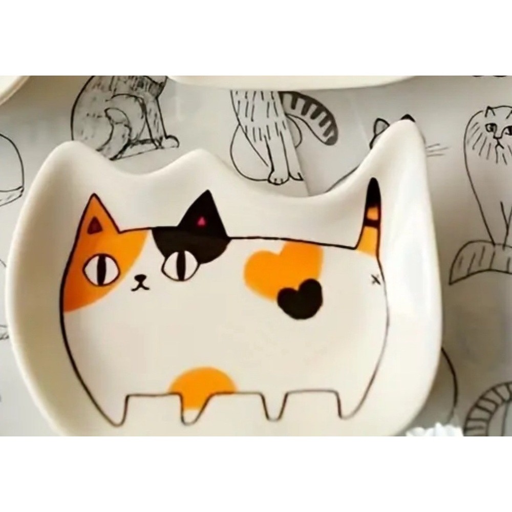 Cat Ceramic Cute calico Cat Trinket Dish‎ New in Box